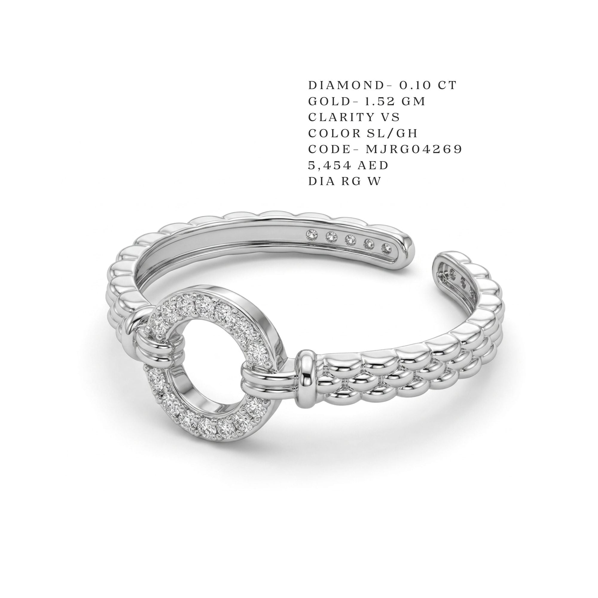Open Circle Beaded Diamond Ring Secondary image