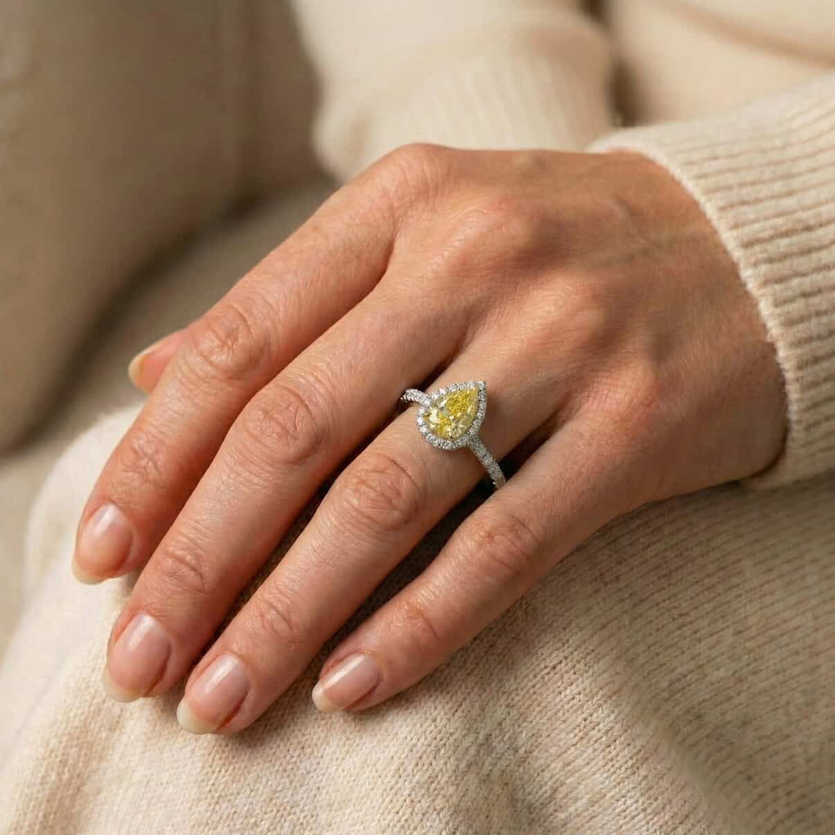 Helios Pear Halo Ring