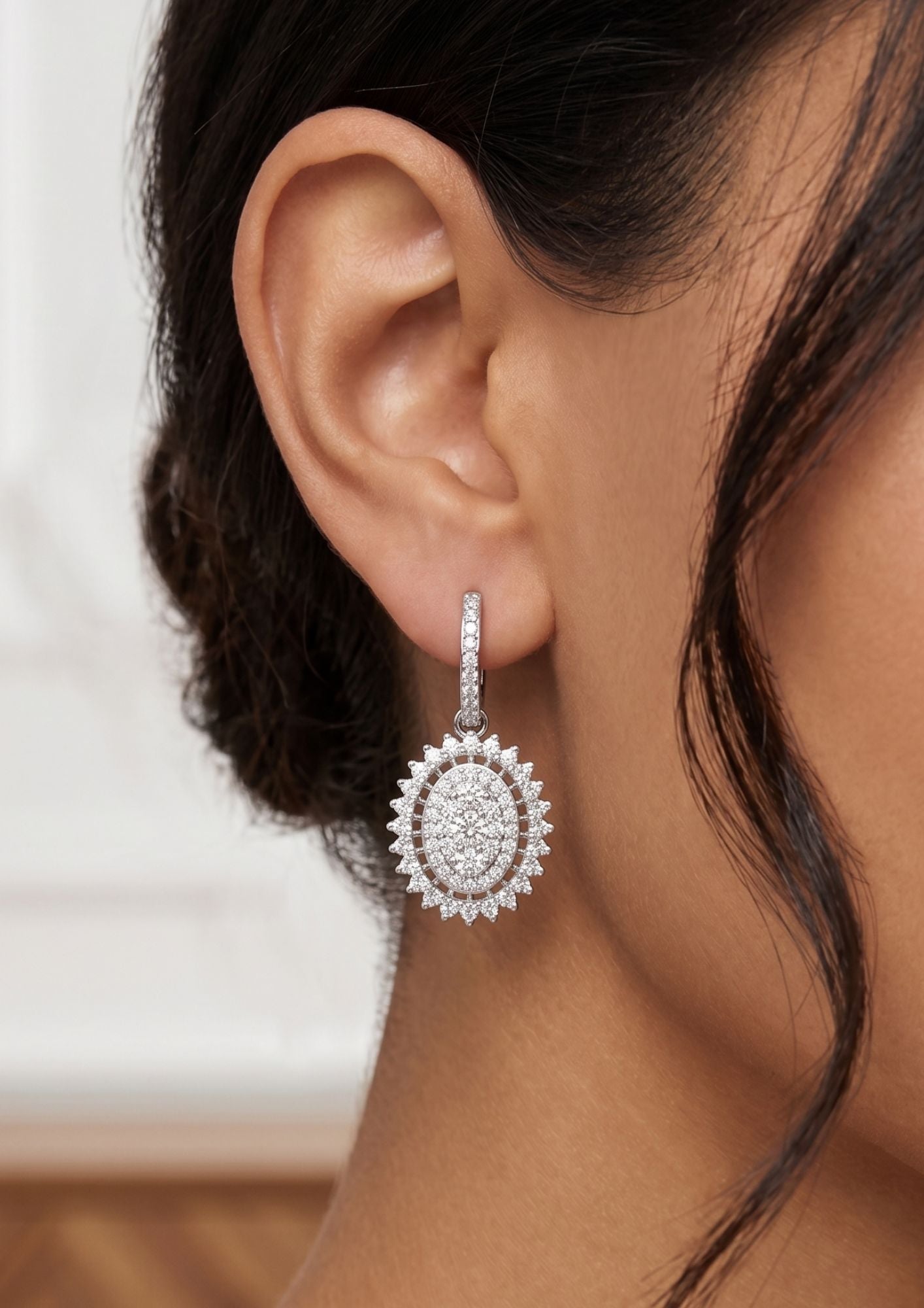 Elysia Vintage Oval Illusion Hoop Drops Secondary image