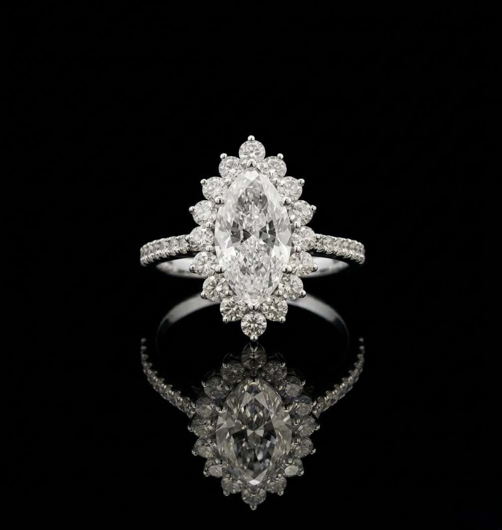 Marquise Halo Ring Main image