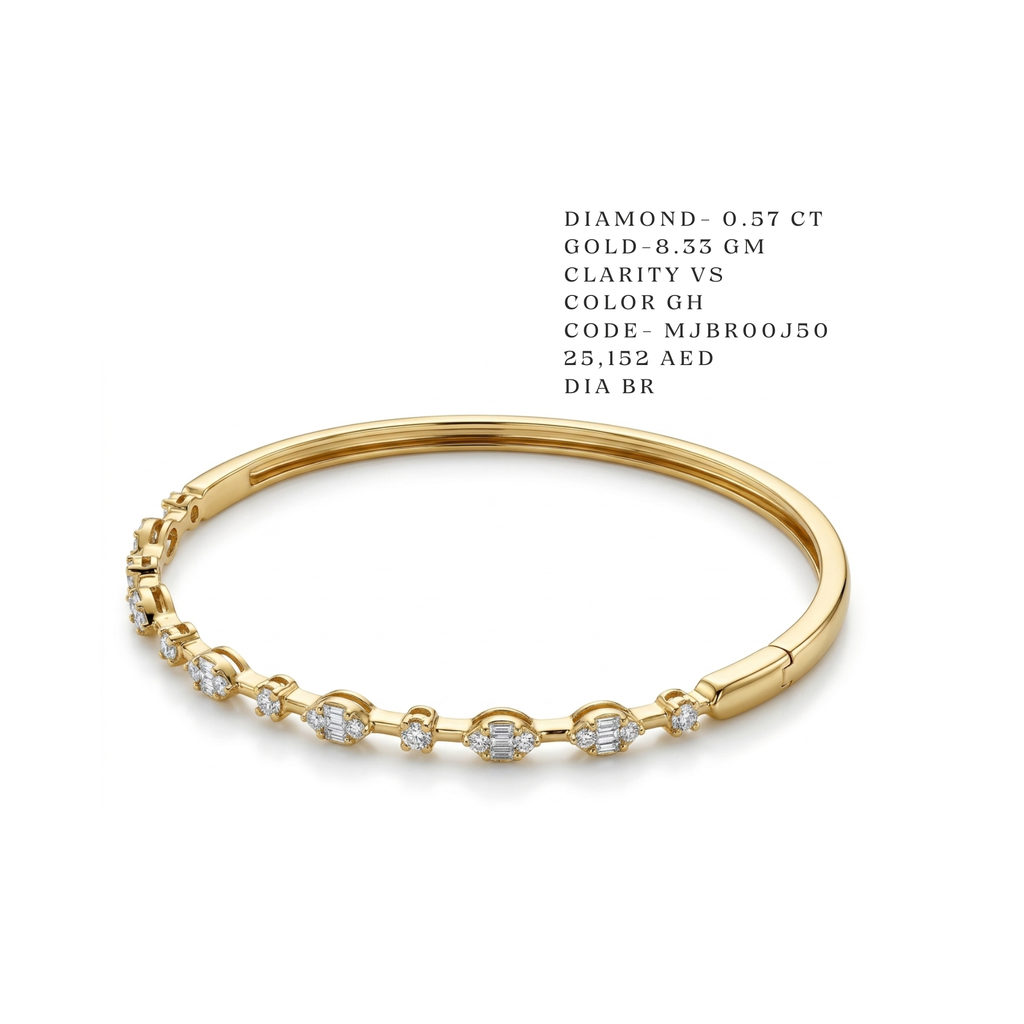 Bezel & Marquise Alternating Diamond Bangle