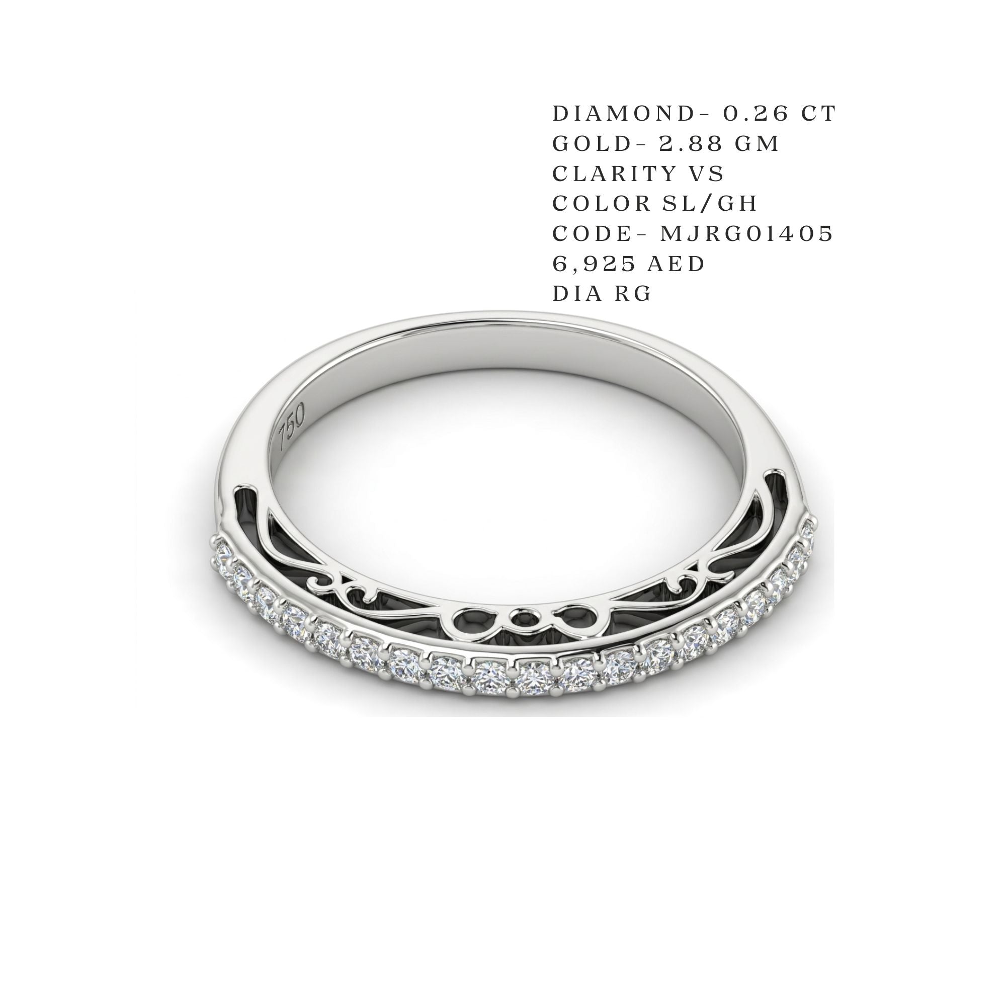 Filigree Scroll Diamond-Lined Band Main image