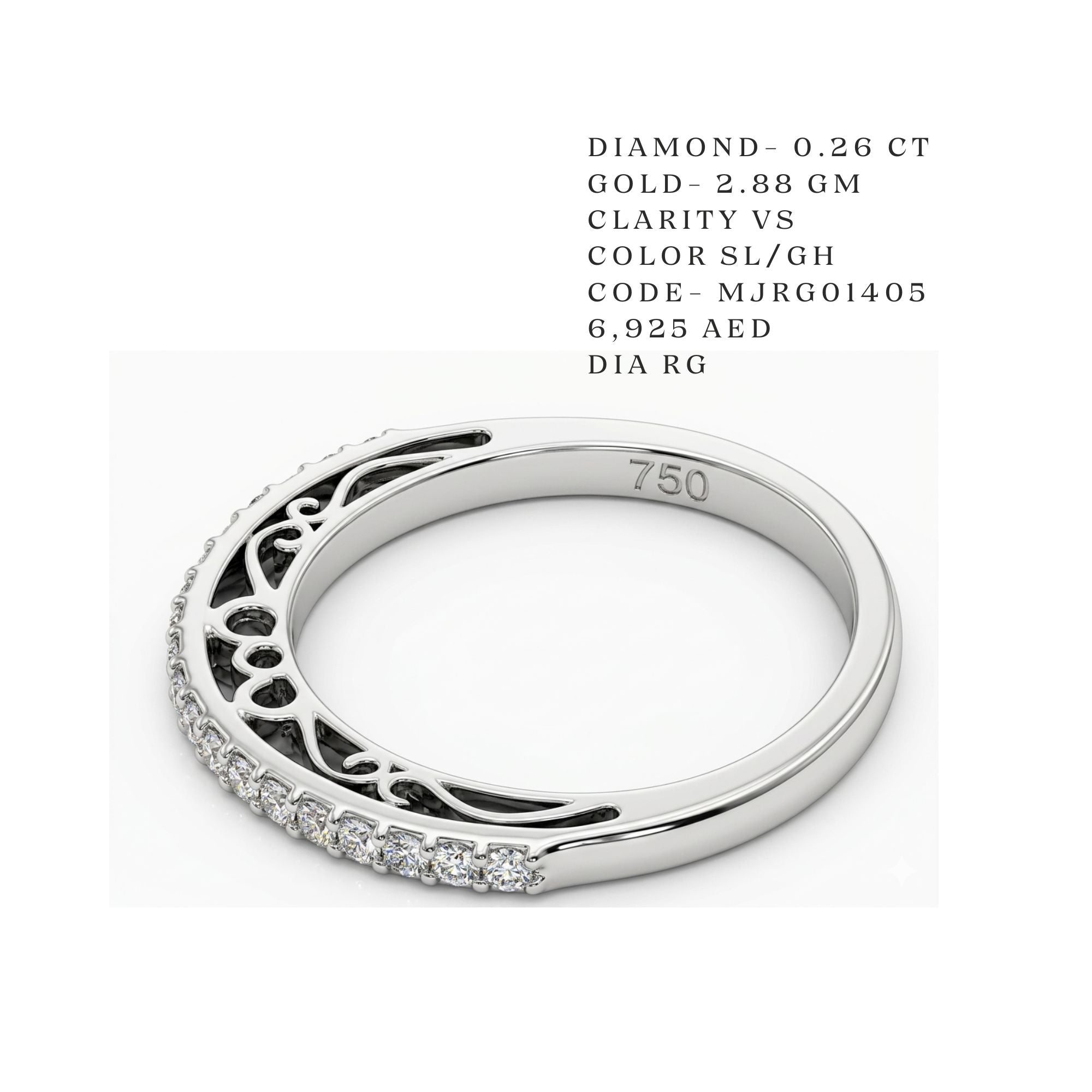 Filigree Scroll Diamond-Lined Band Secondary image