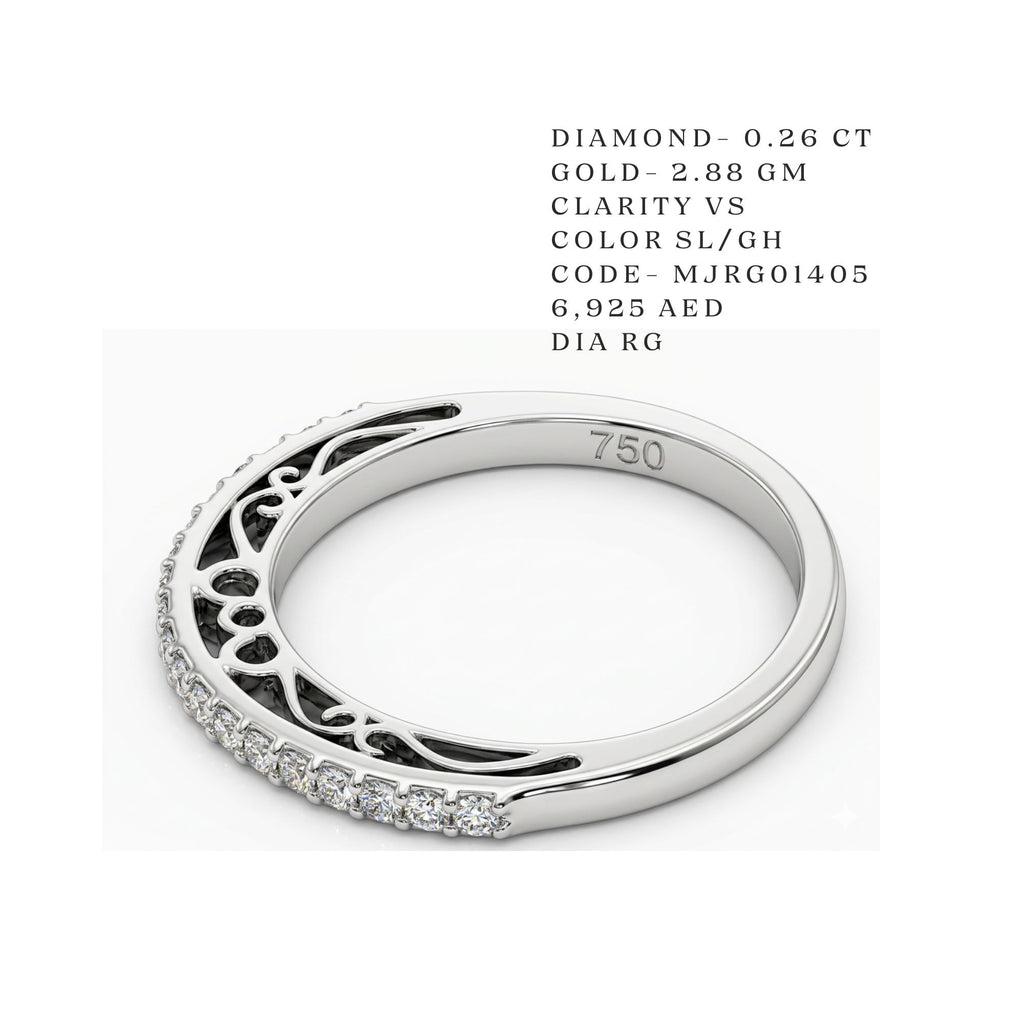 Filigree Scroll Diamond-Lined Band