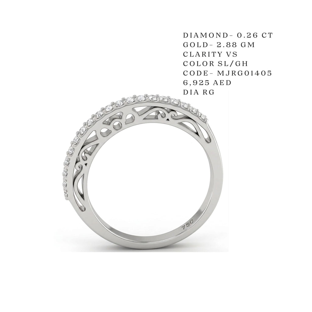 Filigree Scroll Diamond-Lined Band