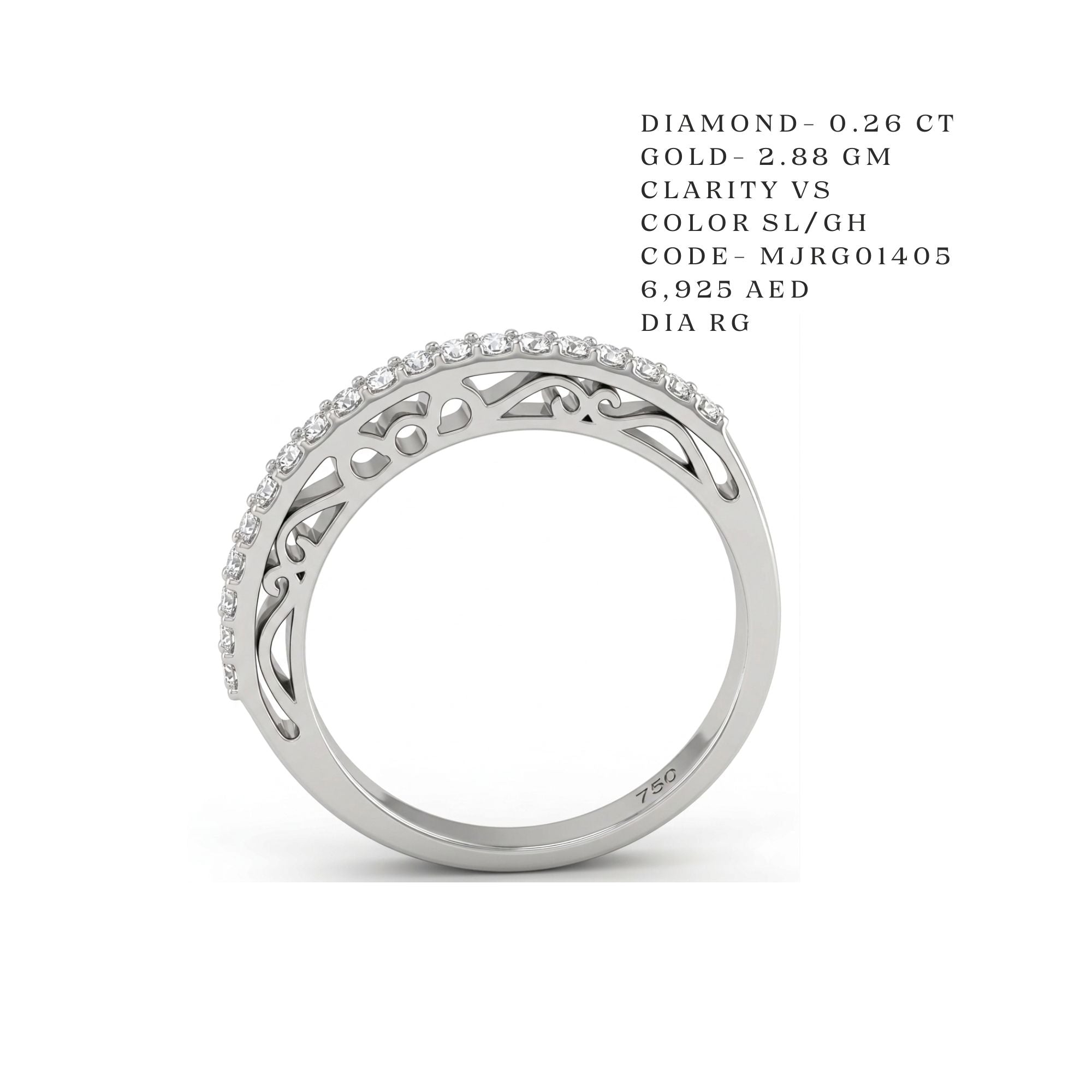 Filigree Scroll Diamond-Lined Band