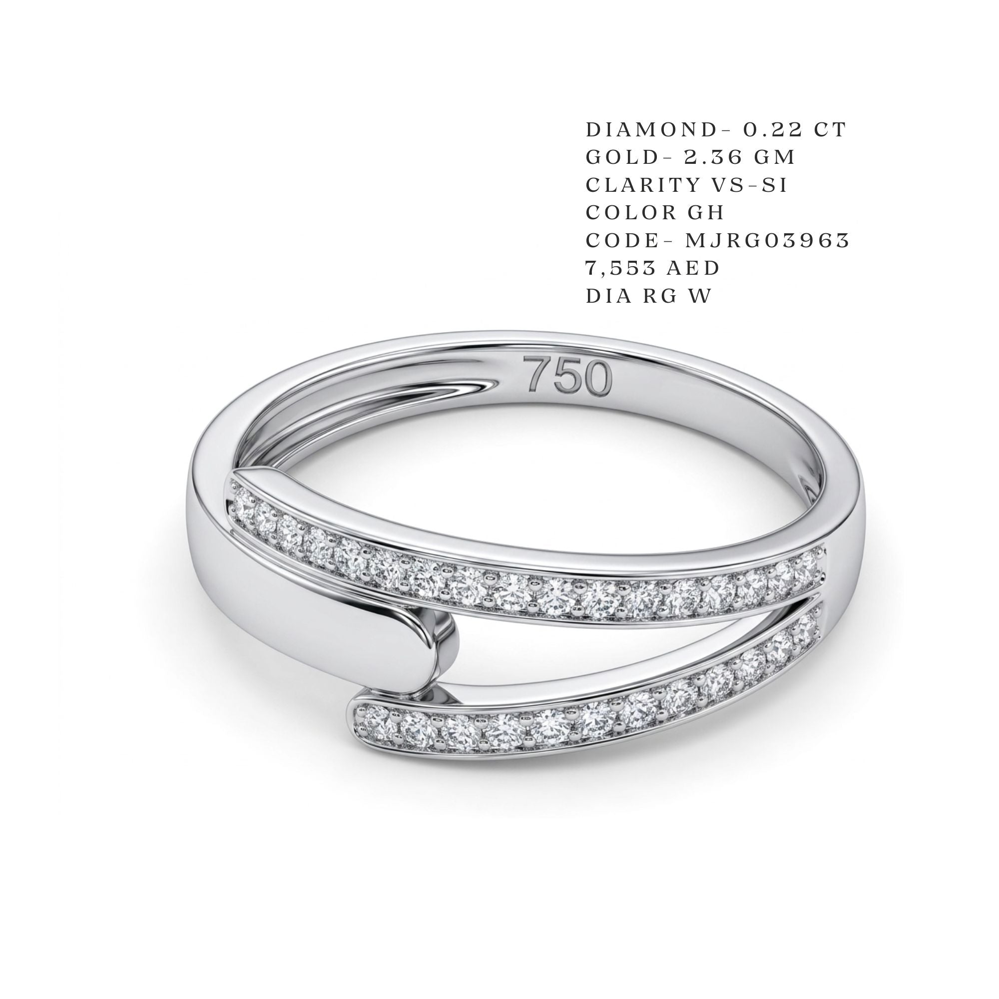 Dual-Row Overlapping Pavé Wave Ring