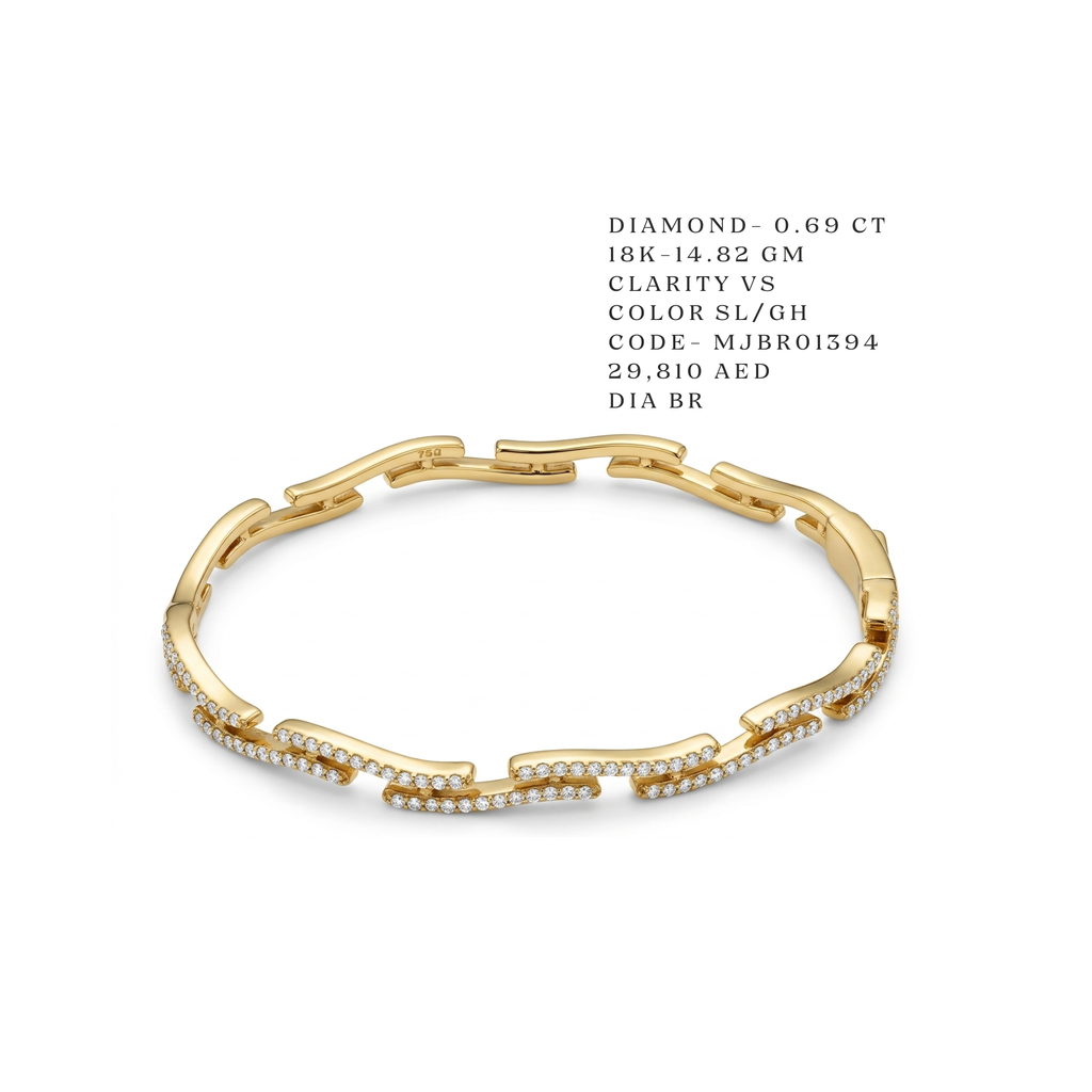 Interlocking Geometric Diamond Link Bracelet