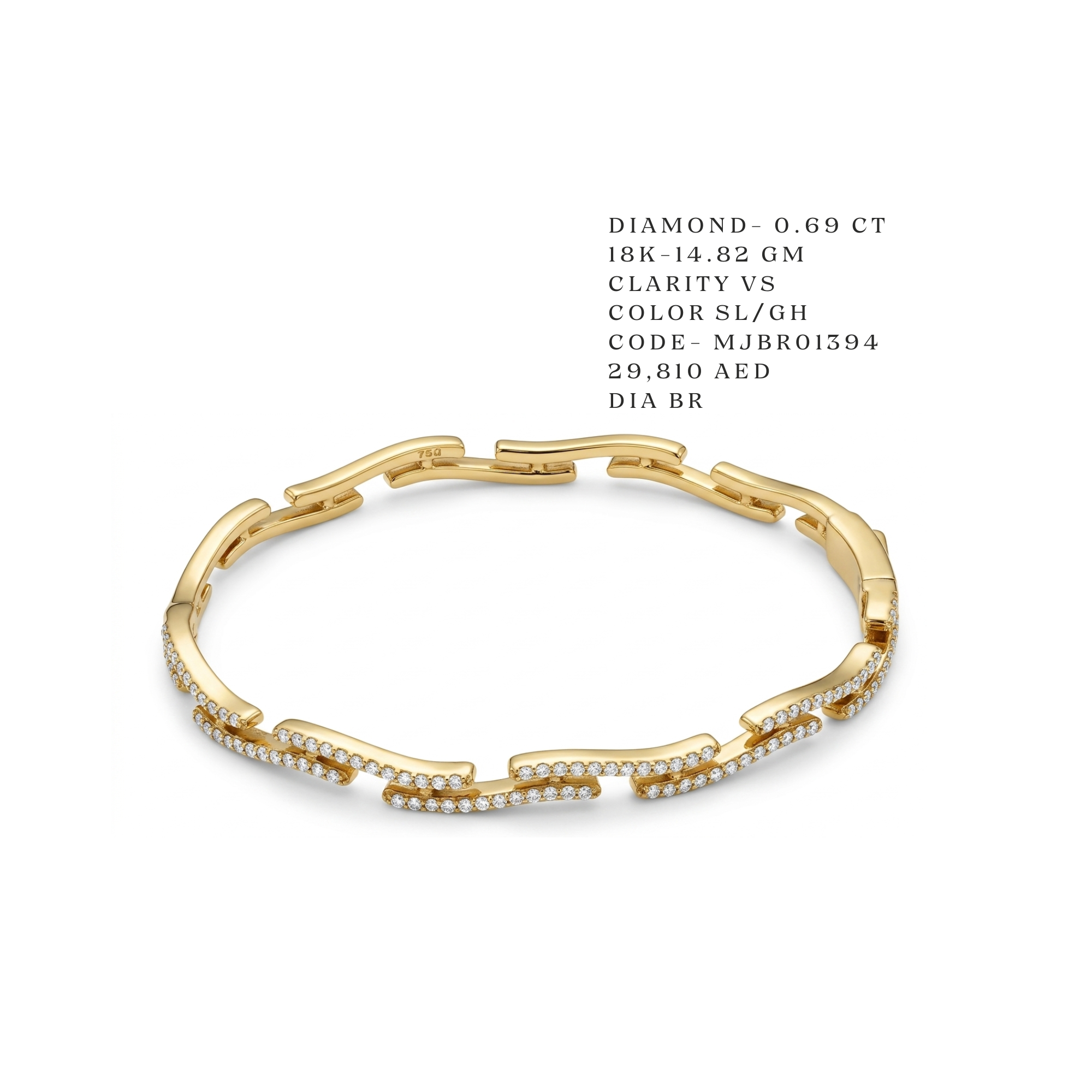 Interlocking Geometric Diamond Link Bracelet