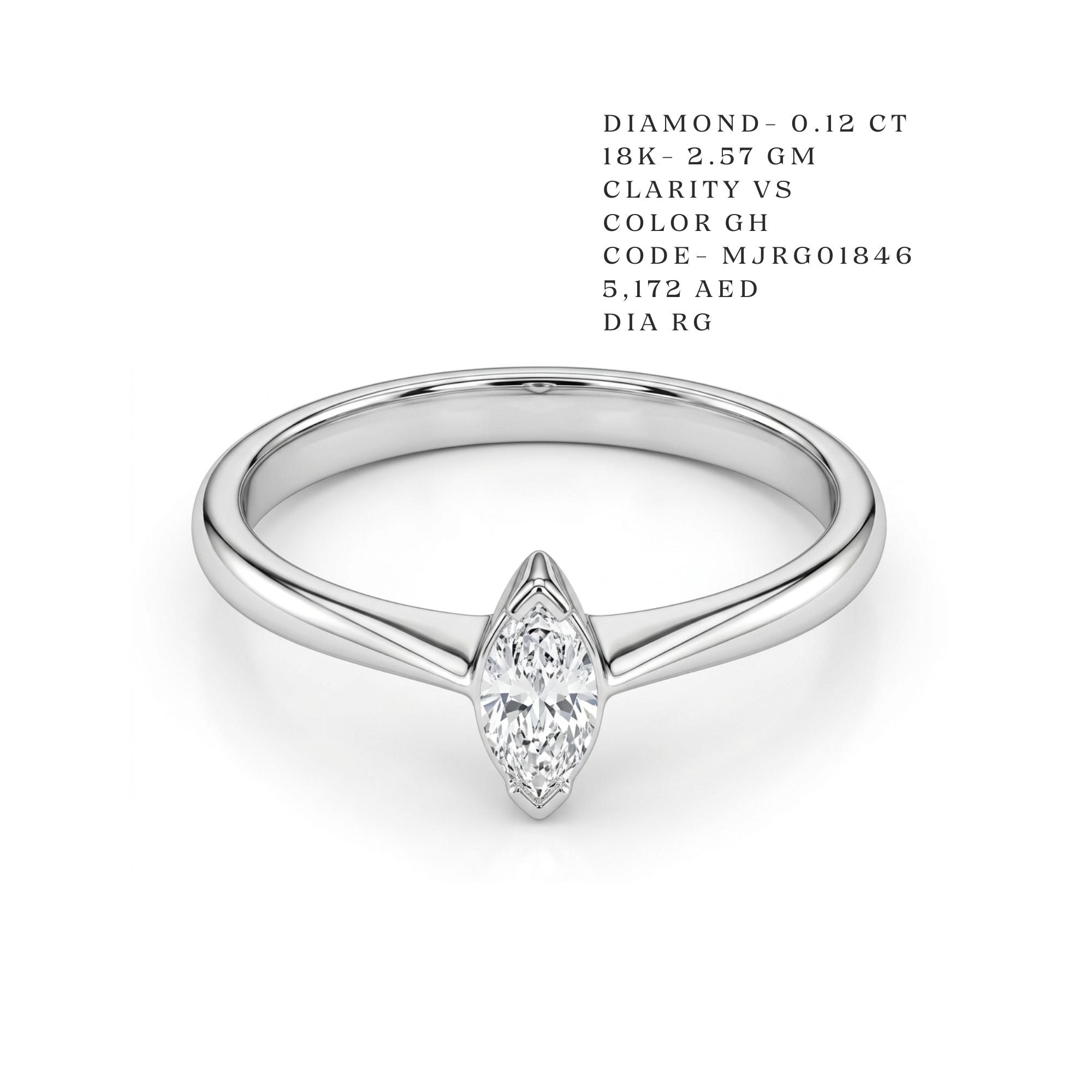 Marquise Solitaire Tapered Ring Main image