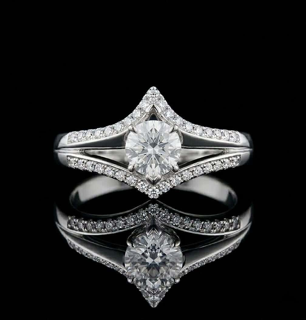 Chevron Solitaire Ring