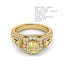 Canary Yellow Triple-Stone Halo Ring