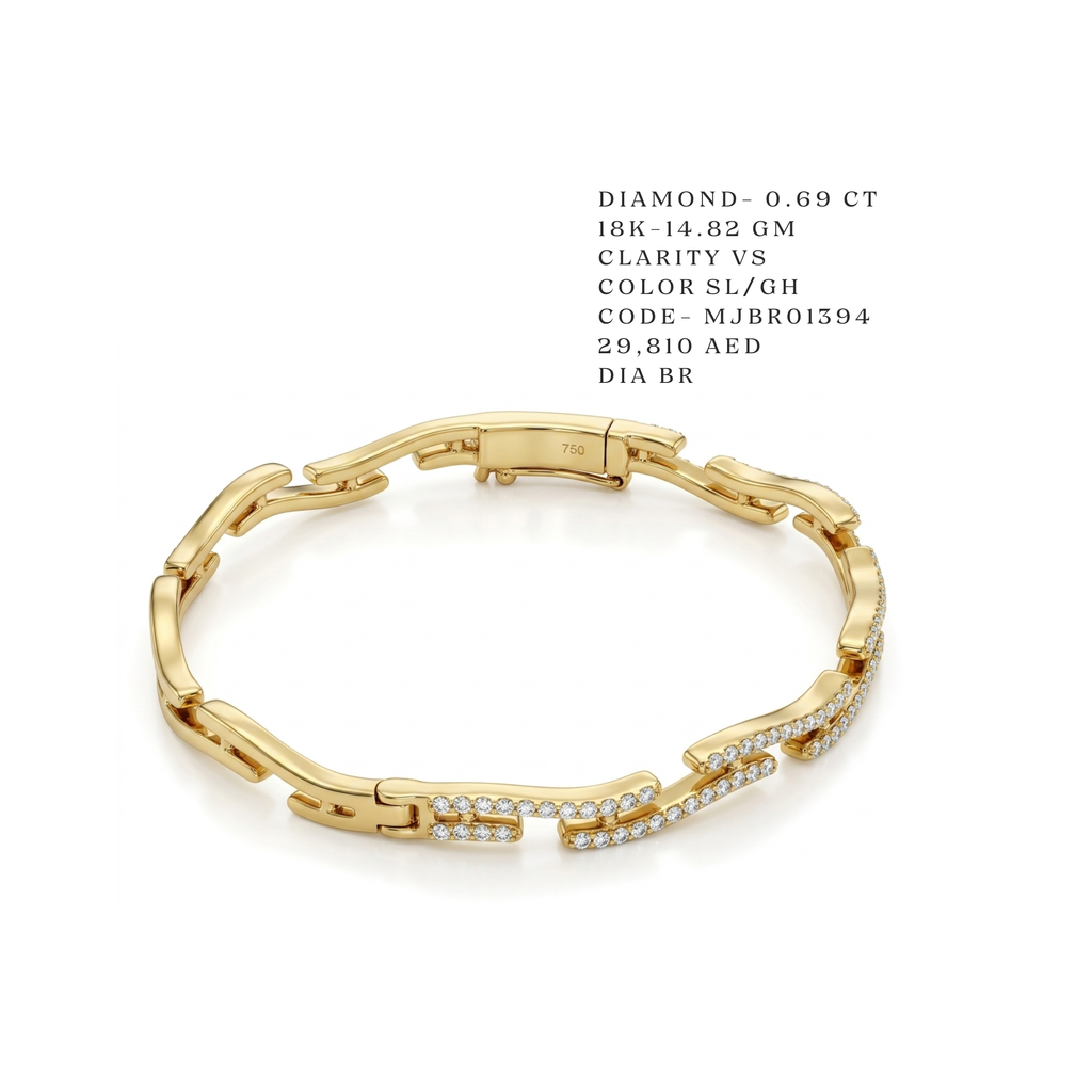 Interlocking Geometric Diamond Link Bracelet