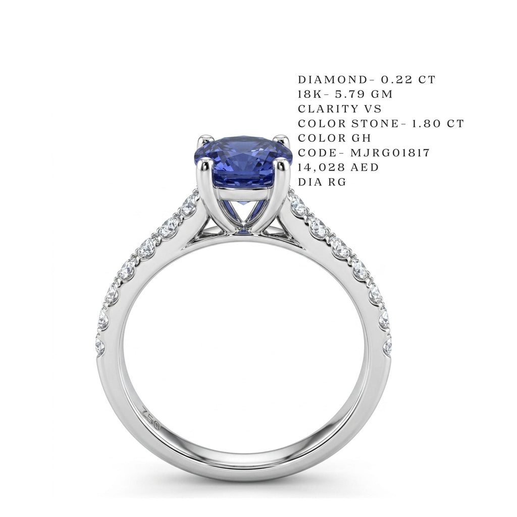 Royal Blue Sapphire Pavé Shank Ring