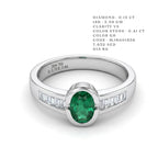 Emerald Cabochon Baguette Channel Ring