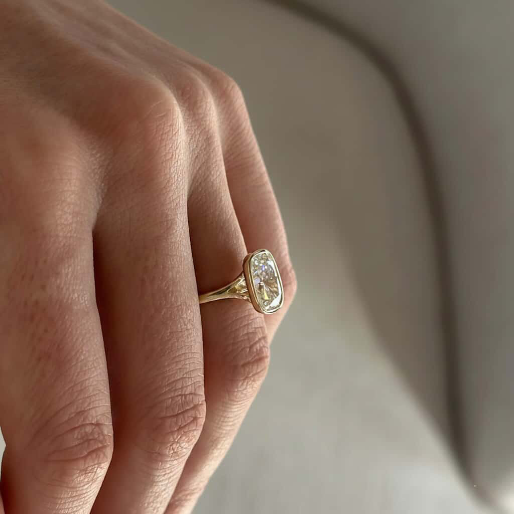 Elongated Cushion Bezel Ring