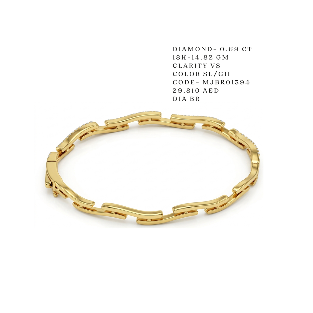 Interlocking Geometric Diamond Link Bracelet
