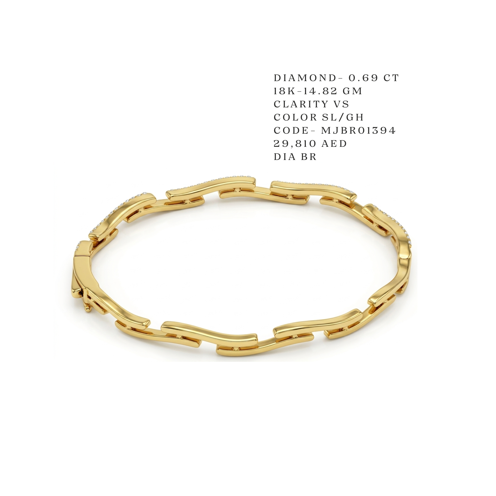 Interlocking Geometric Diamond Link Bracelet