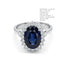 Royal Sapphire Double-Sunburst Halo Ring
