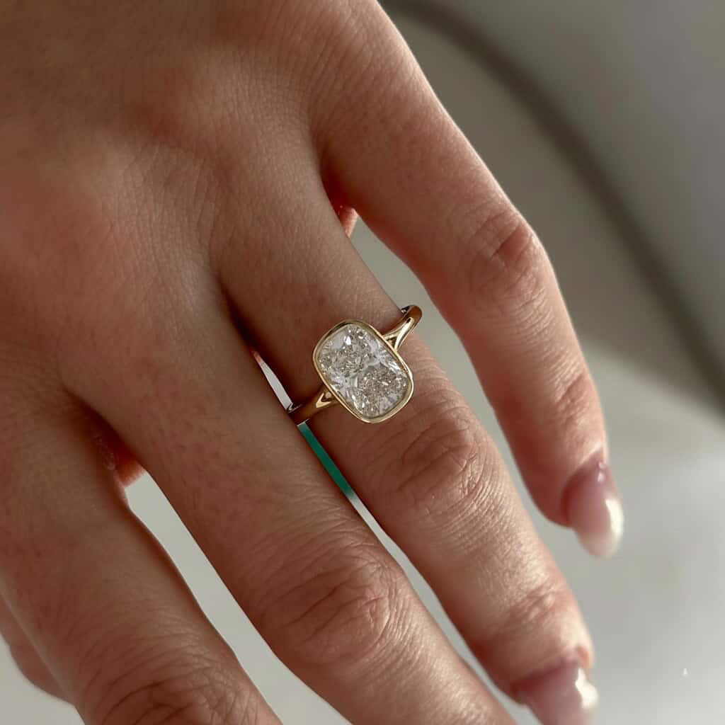 Elongated Cushion Bezel Ring