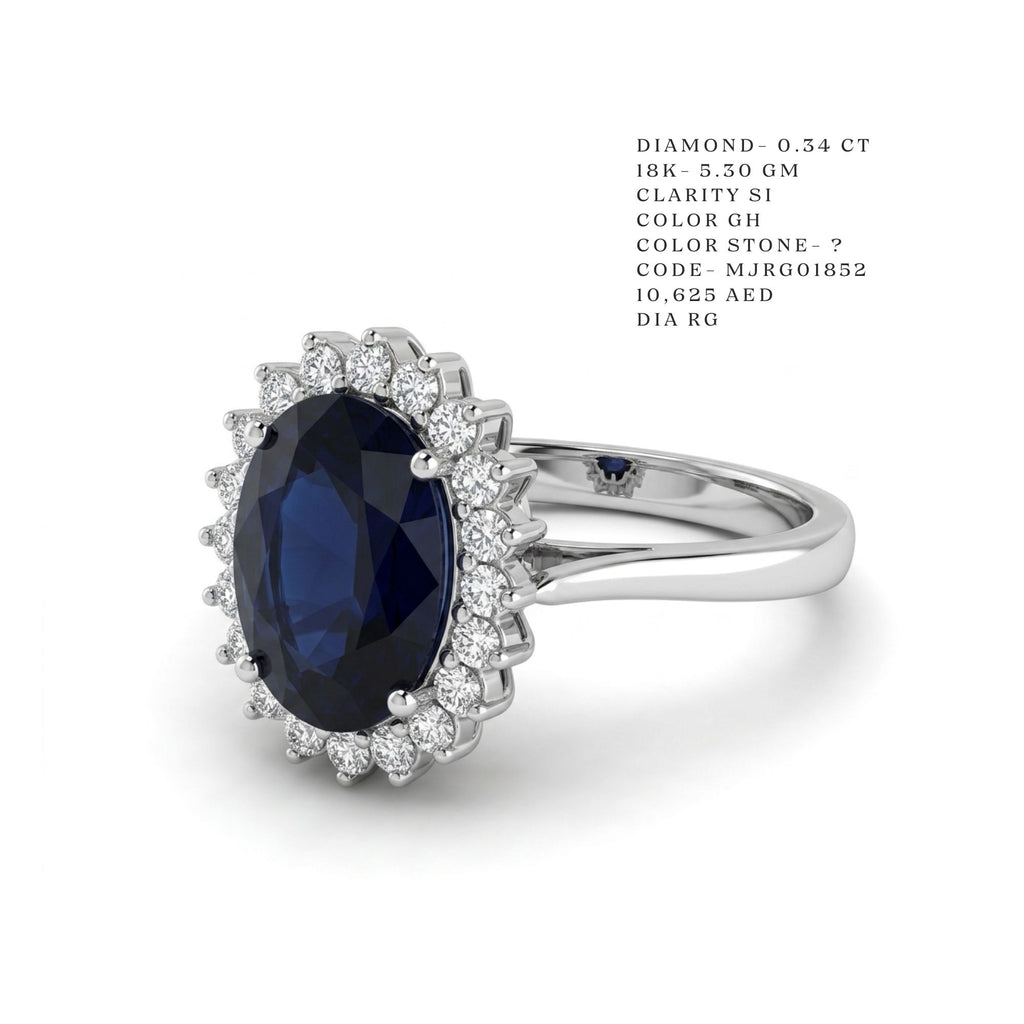 Royal Sapphire Double-Sunburst Halo Ring
