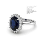Royal Sapphire Double-Sunburst Halo Ring