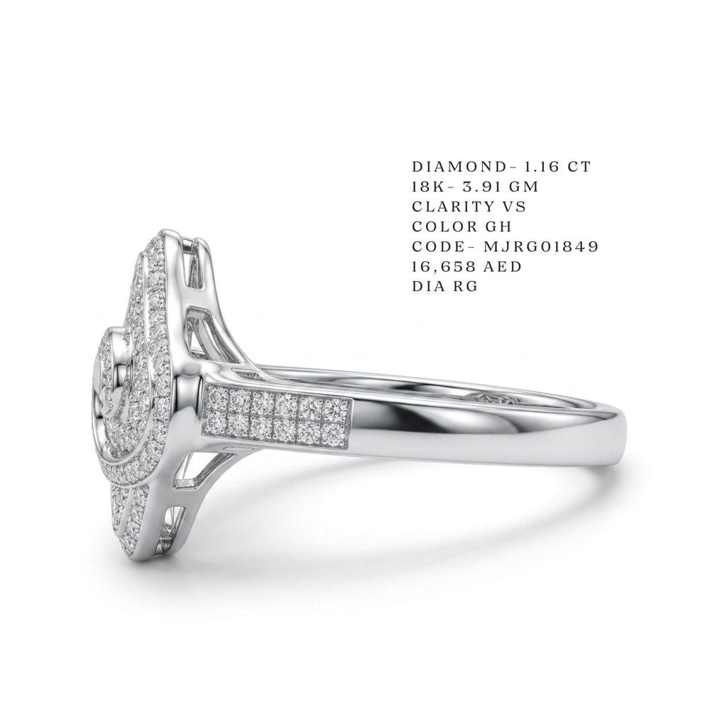 Art Deco Lattice Shield Diamond Ring