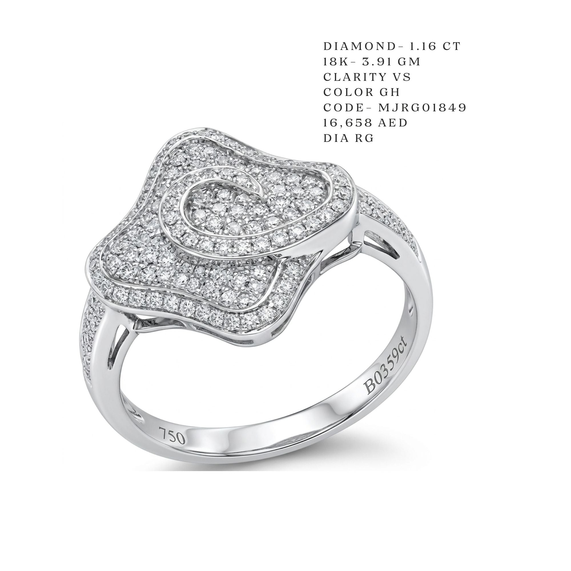 Art Deco Lattice Shield Diamond Ring