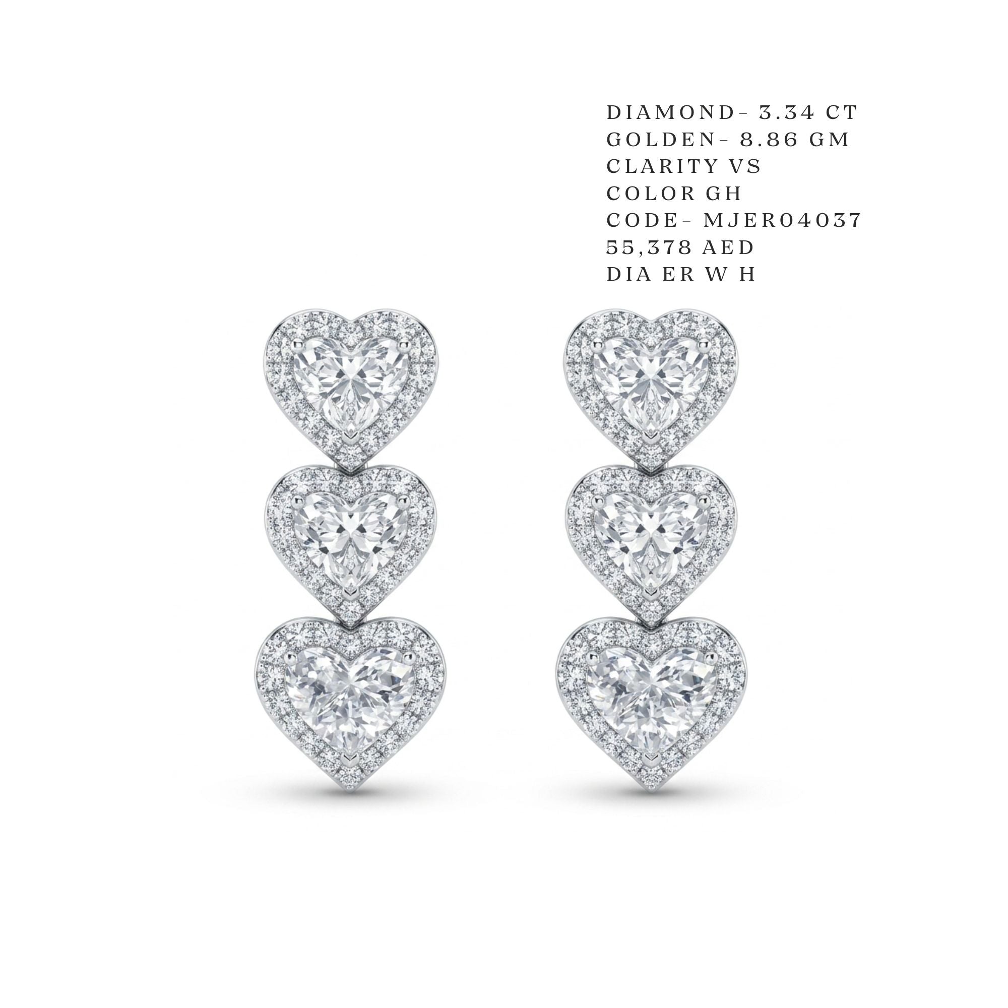Trilogy Heart Diamond Drop Earrings