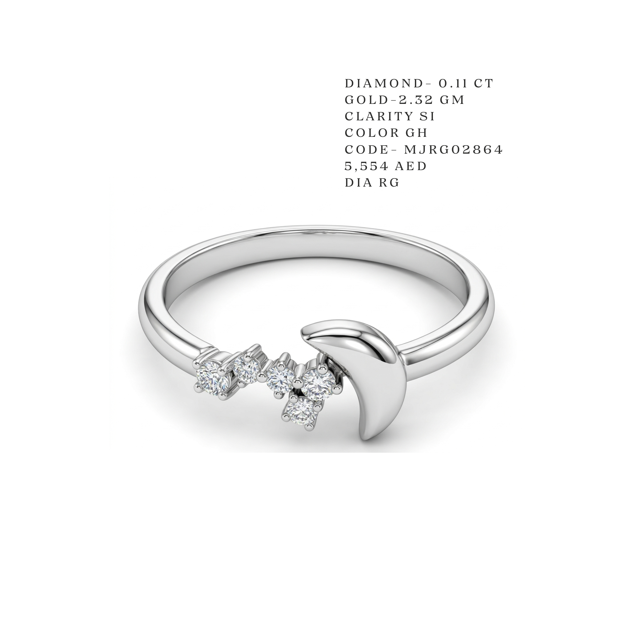 The Selene Crescent Moon & Star Ring Main image
