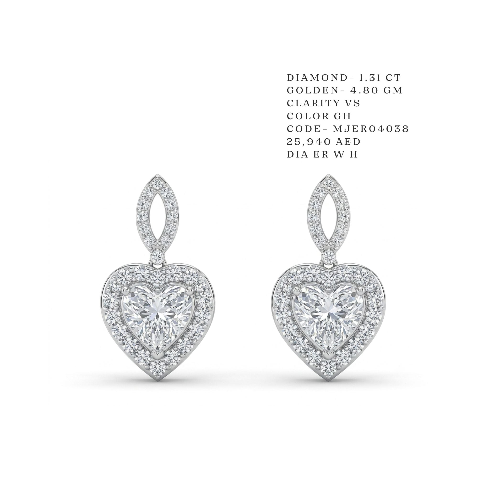 Open-Loop Illusion Heart Drop Earrings