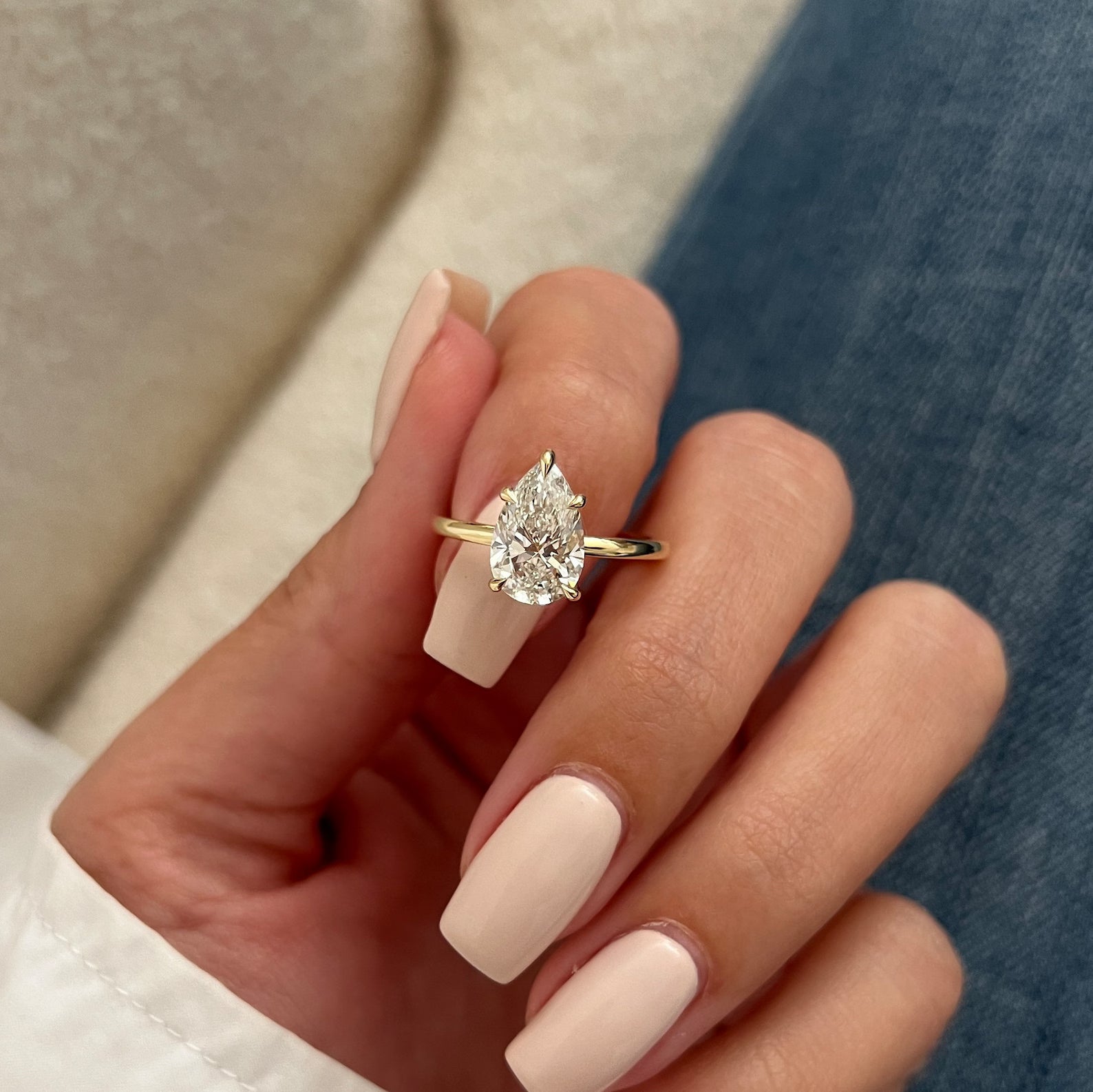 Eden Pear Solitaire Ring Secondary image