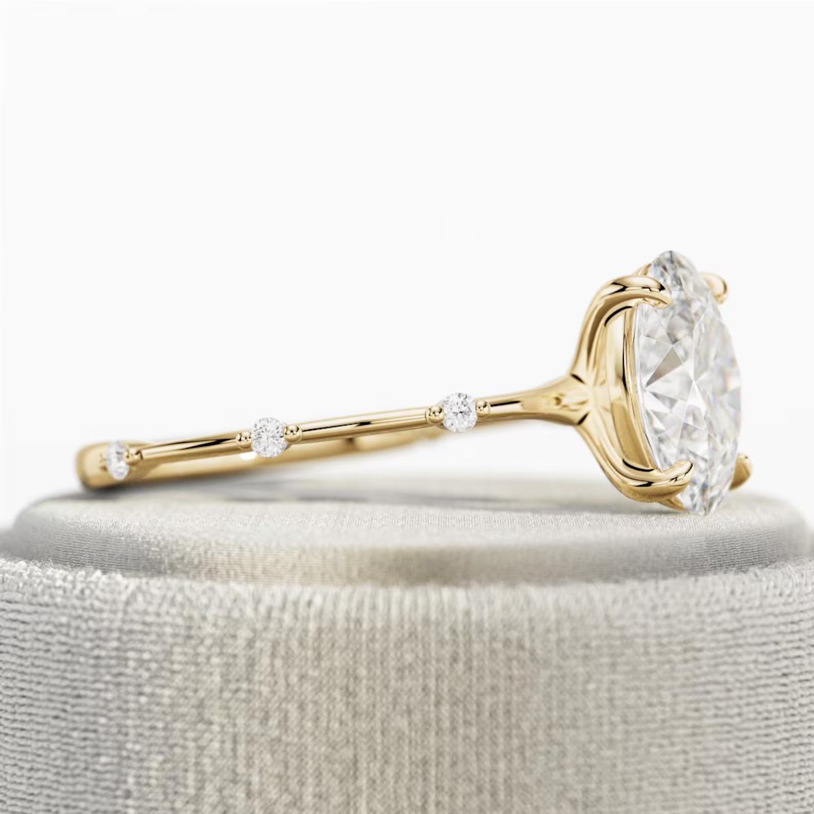 Oval Cut Accent Band Ring