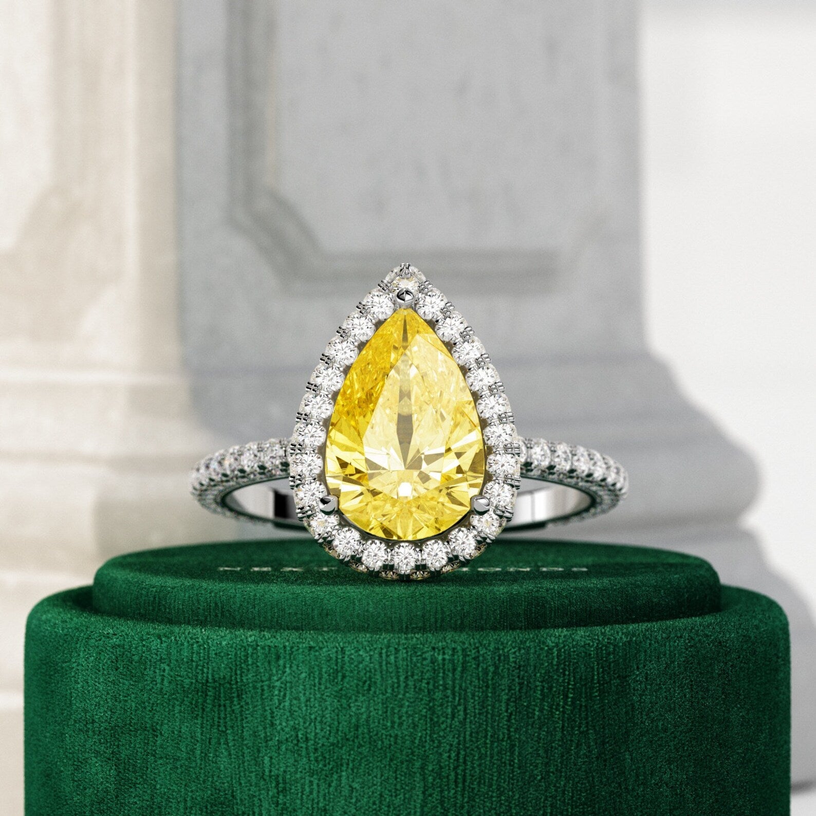 Helios Pear Halo Ring
