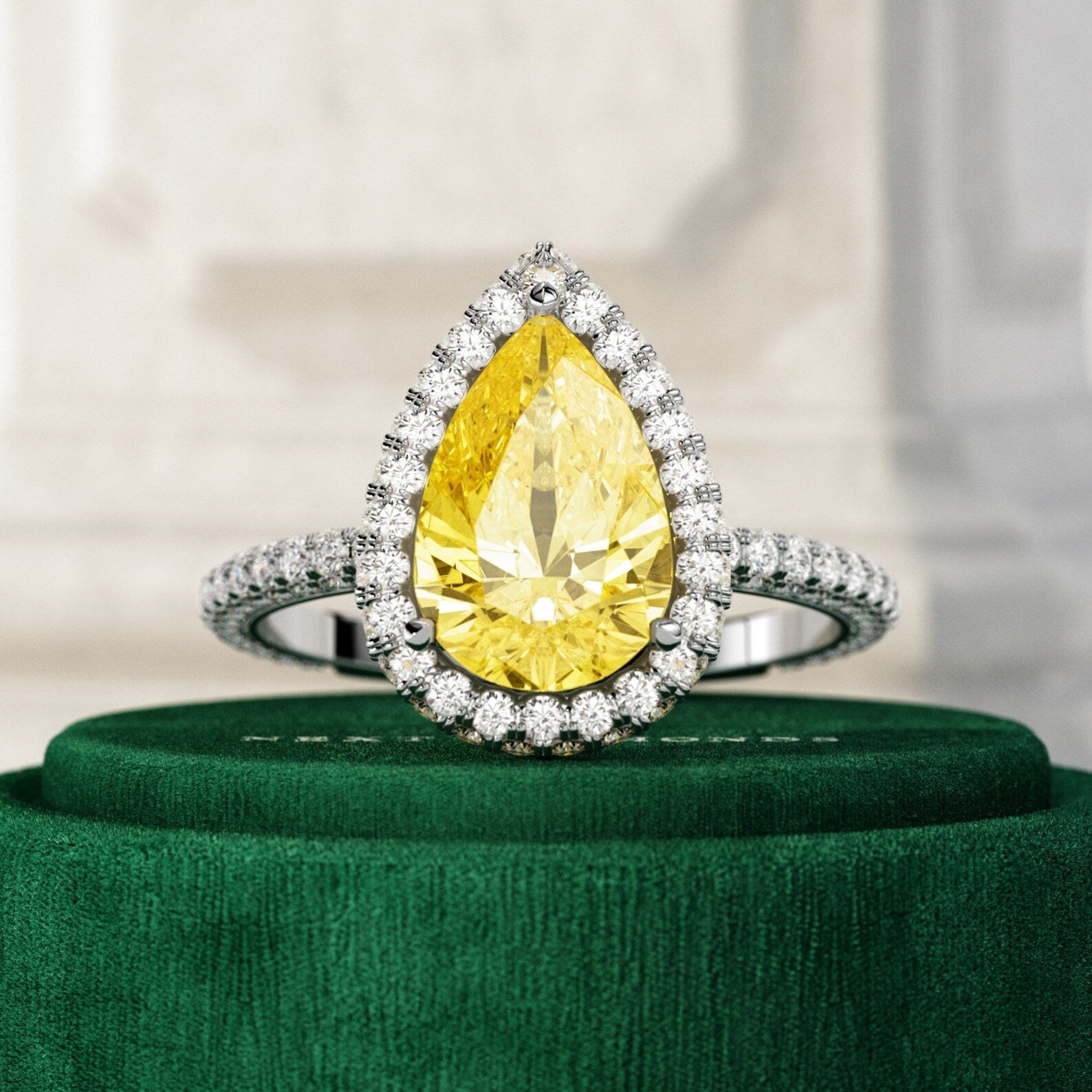 Helios Pear Halo Ring