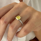 Solstice Yellow Cushion Ring