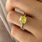 Solstice Yellow Cushion Ring