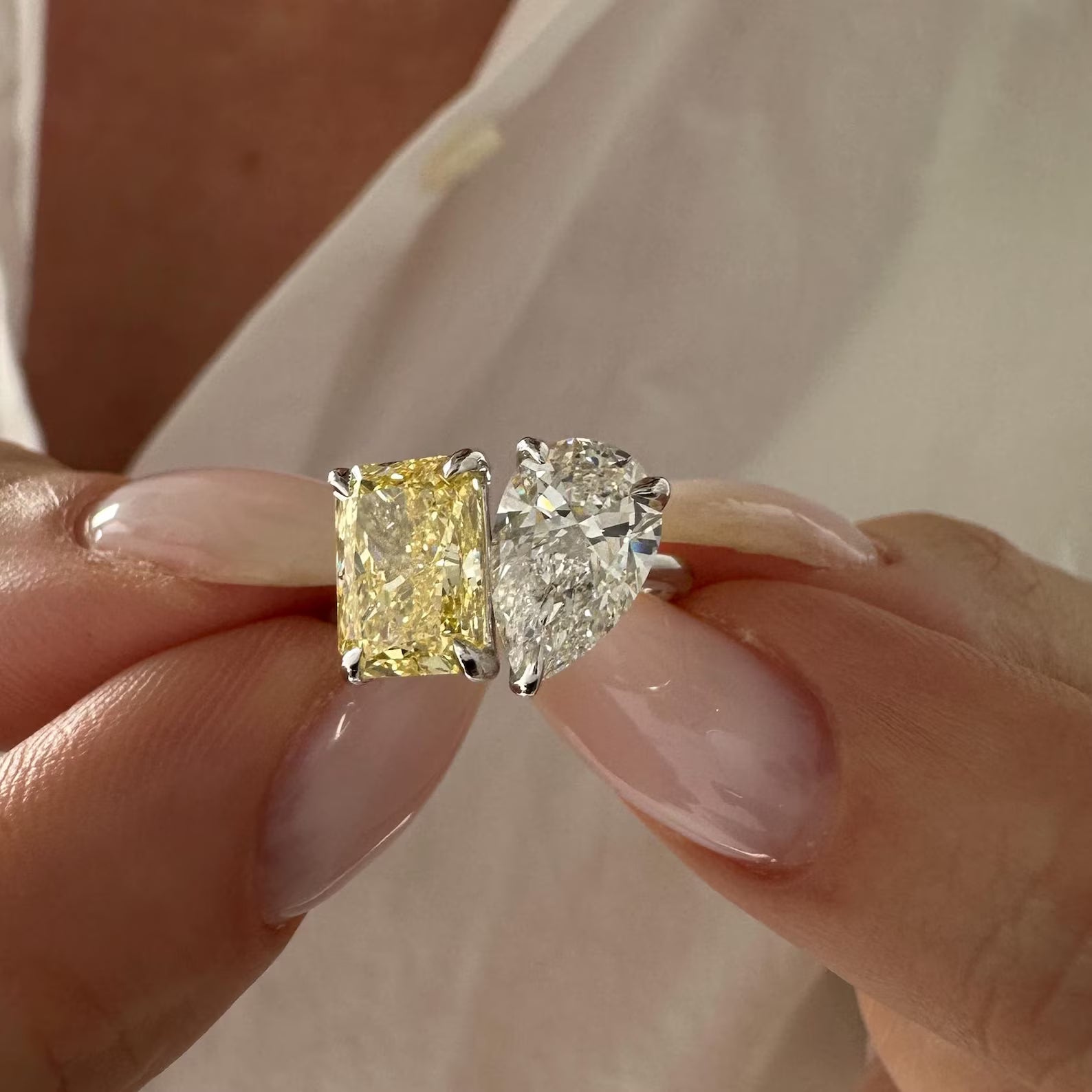 Toi et Moi Pear & Radiant Ring