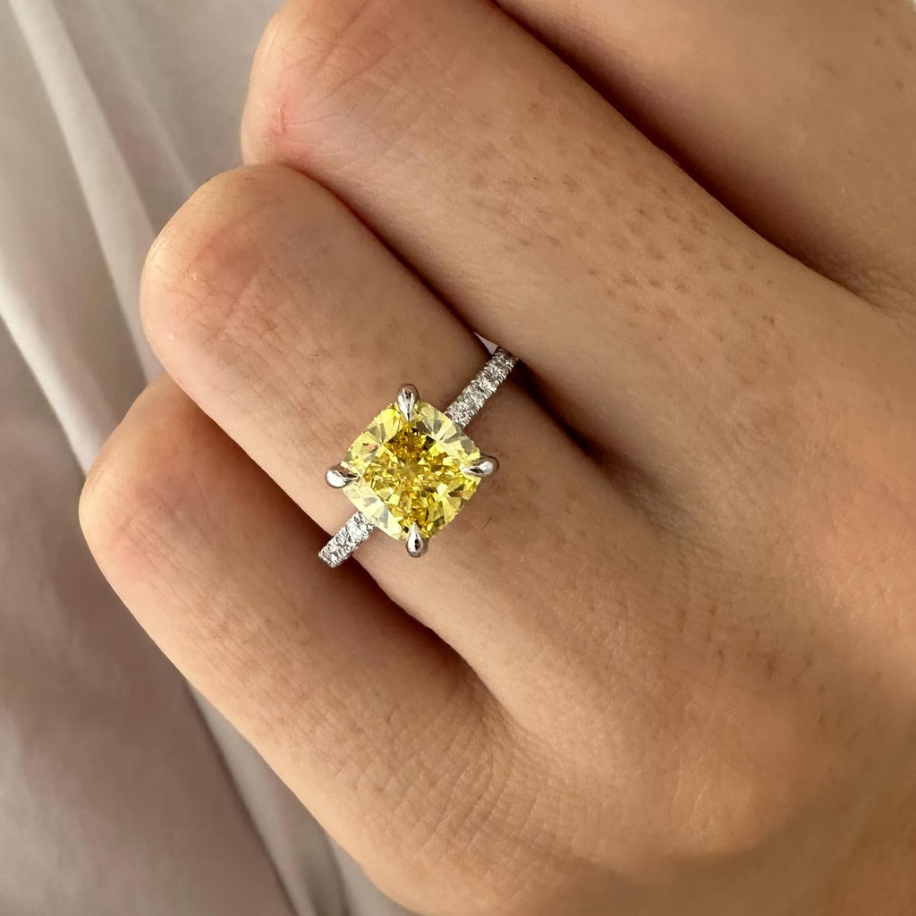Solstice Yellow Cushion Ring