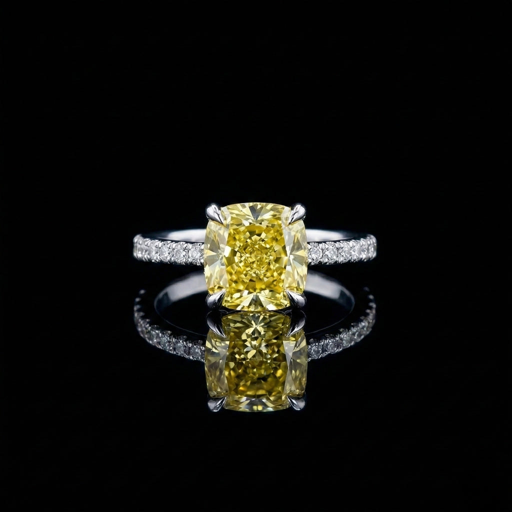 Solstice Yellow Cushion Ring