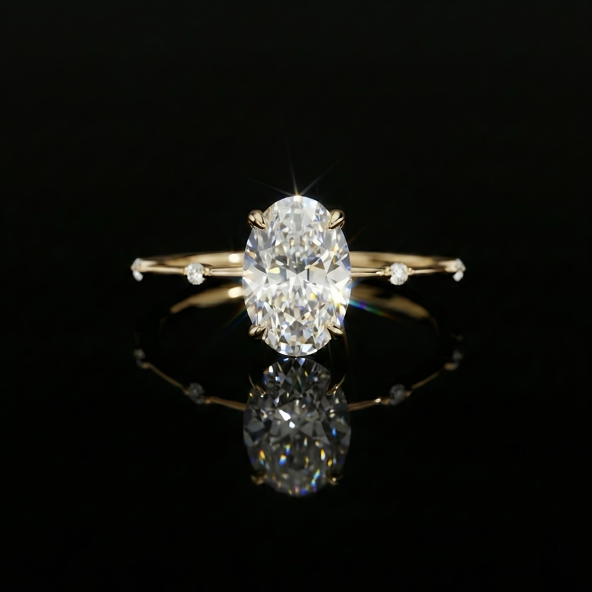 Oval Cut Accent Band Ring Main image