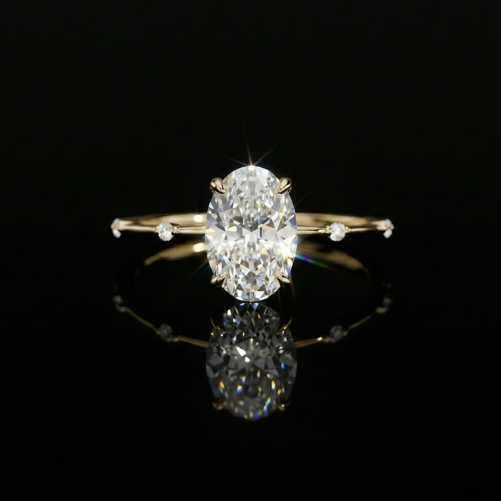 Oval Cut Accent Band Ring