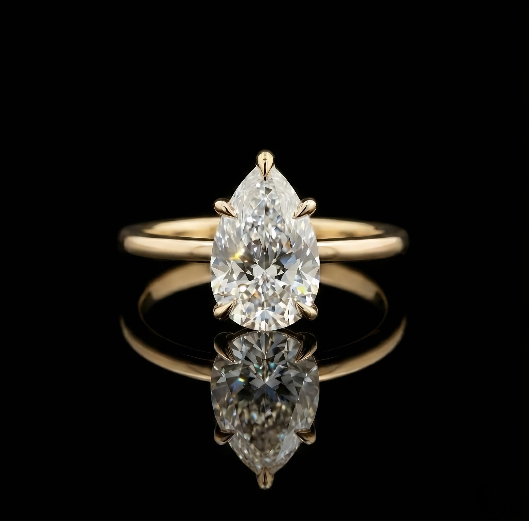 Eden Pear Solitaire Ring